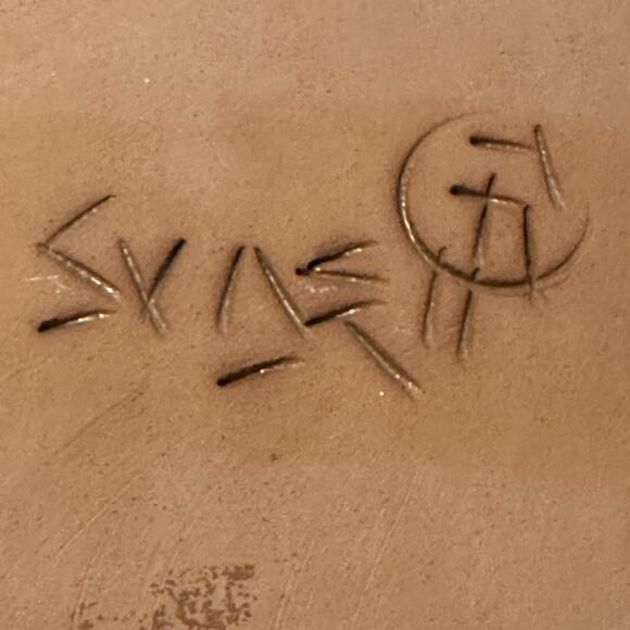 Rare Hand painted Terracotta Angel Shaped Tile With Angel Painted 7x8in Artist - Picture 5 of 6